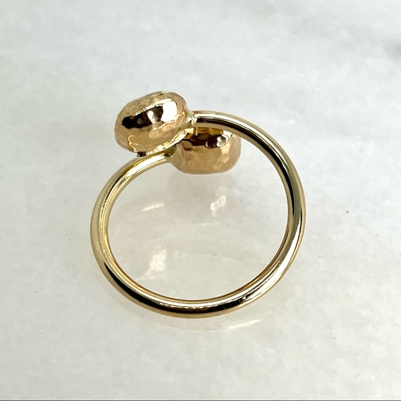 10K Gold Diamond Cut Puffed Square Bypass Ring 1g - Picture 4 of 8